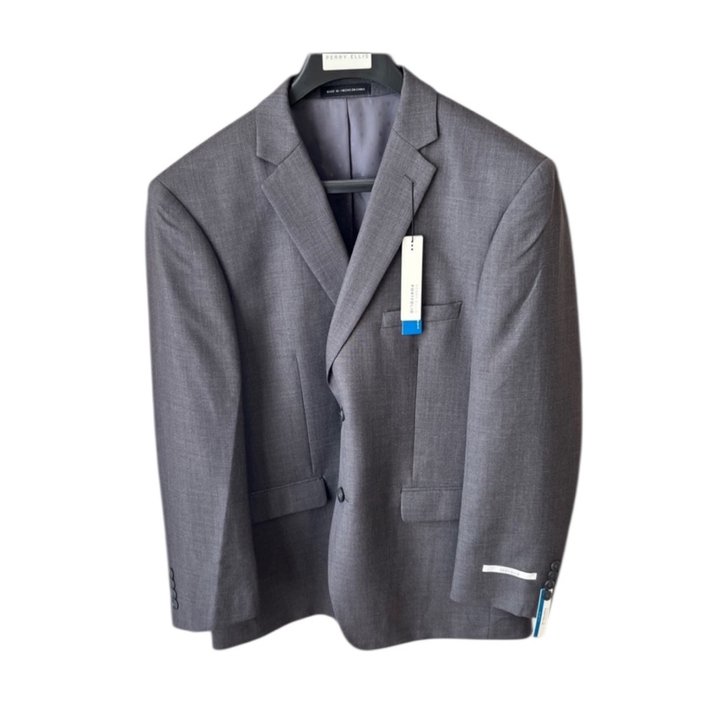 NWT Perry Ellis Men's Gray Two-Button Suit Jacket Slim Fit Sz 44R